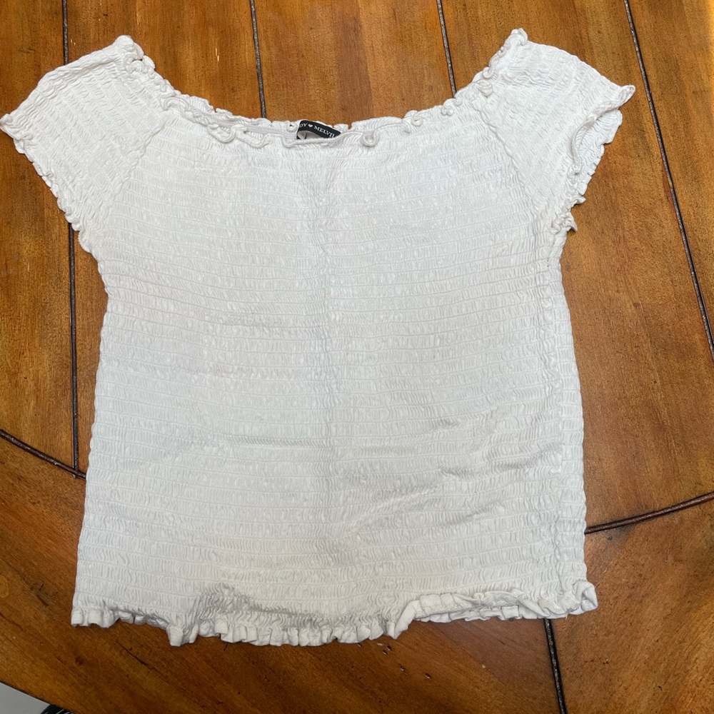 Brandy Melville white off the shoulder crop top